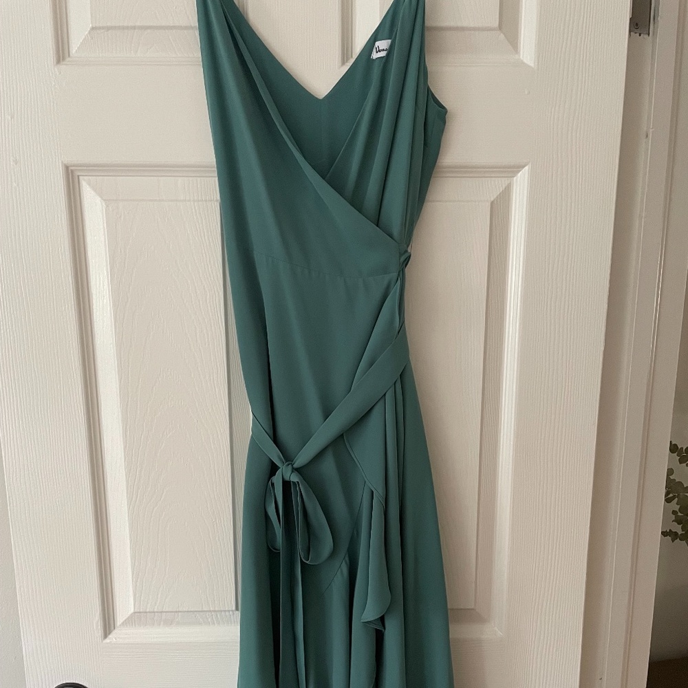 Vernacular Teal Wrap Dress, Size Large